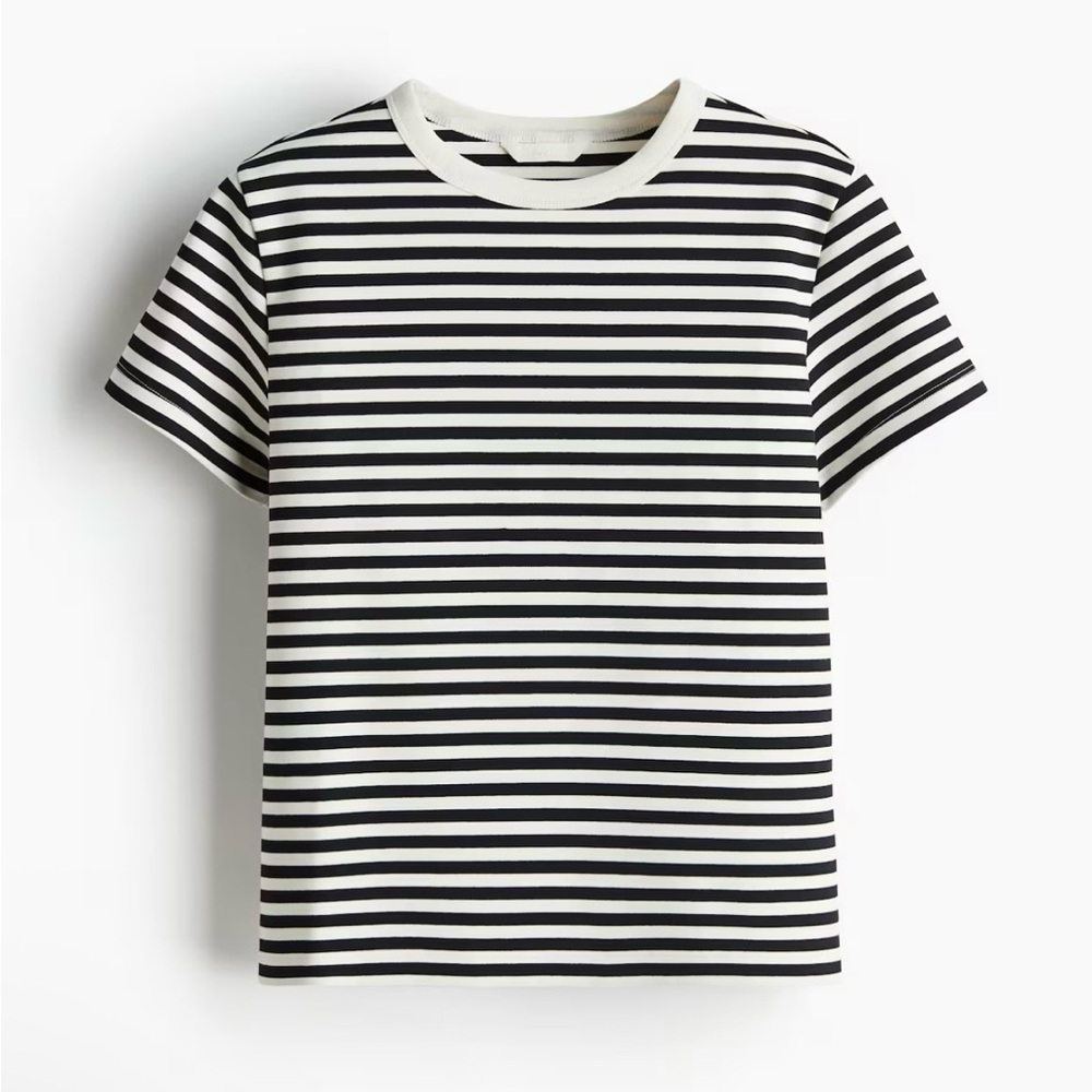 Women’s Striped Black and White Cotton T-Shirt